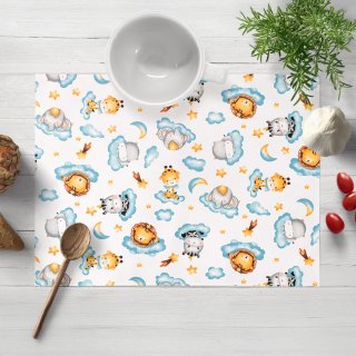 Detské bavlnené prestieranie na stôl Sandra SA-693 Africké zvieratká na modrých obláčikoch na bielom - Biante.sk Detské bavlnené prestieranie na stôl Sandra SA-693 Africké zvieratká na modrých obláčikoch na bielom - Biante.sk