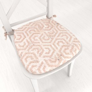 Zamatový oblý podsedák Tamara TMR-029 Ružovobéžové hexagony s čiernym žíhaním - 39x37x3 cm - Biante.sk