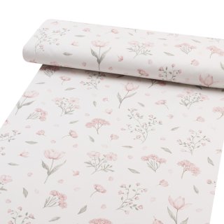 Bavlněná látka/plátno Sandra SA-741 Růžové jarní květy na bílém - šířka 160 cm - detail 1 - Biante.cz