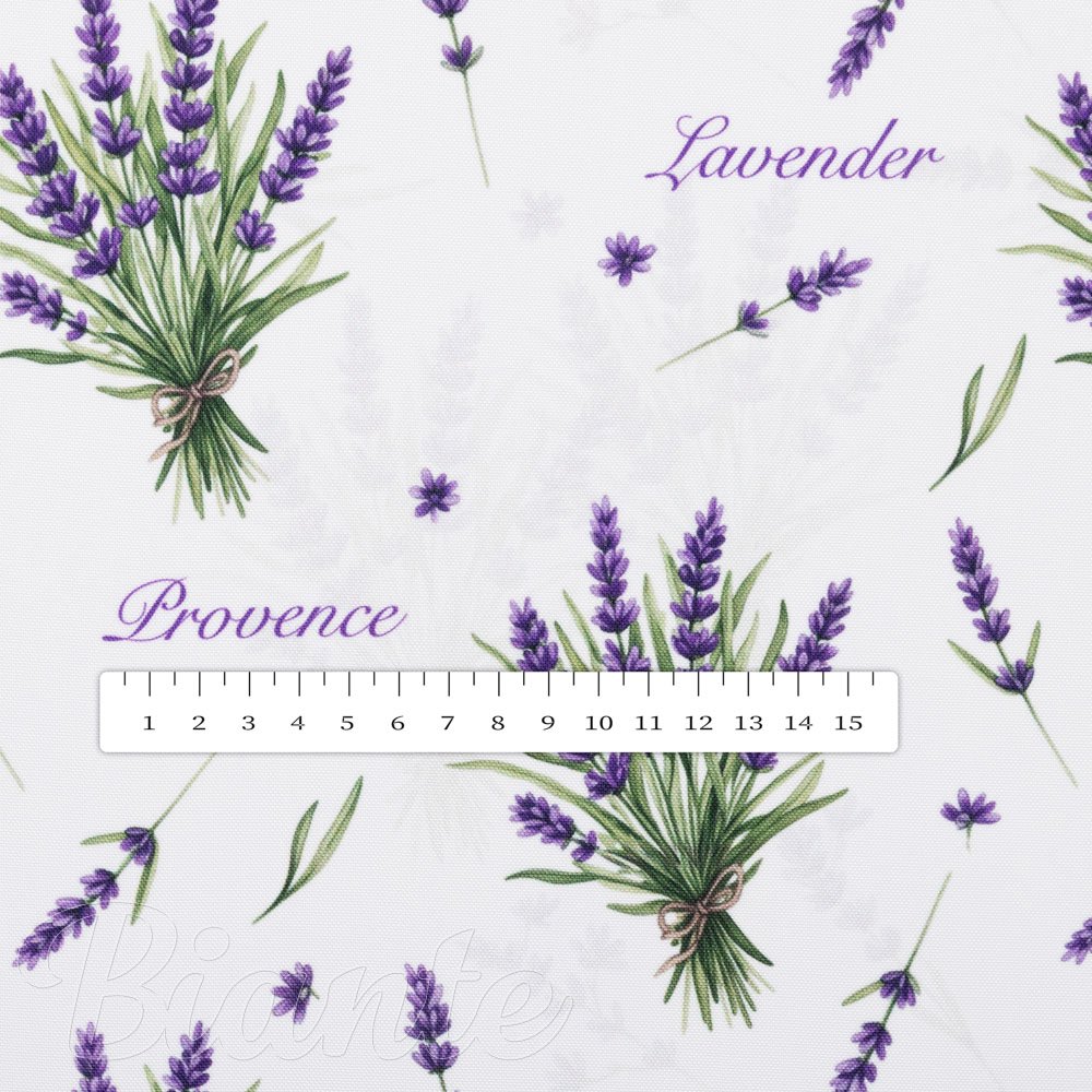 Dekoračná látka Rongo RGP-508 Vetvičky levandúľ Provence na bielom - šírka 155 cm - detail 4 - Biante.sk