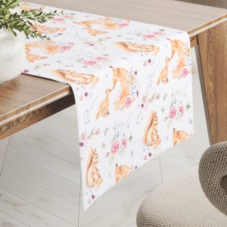 Dětský bavlněný běhoun na stůl Sandra SA-694 Veverky a lišky mezi květinami na bílém - Biante.cz Dětský bavlněný běhoun na stůl Sandra SA-694 Veverky a lišky mezi květinami na bílém - Biante.cz
