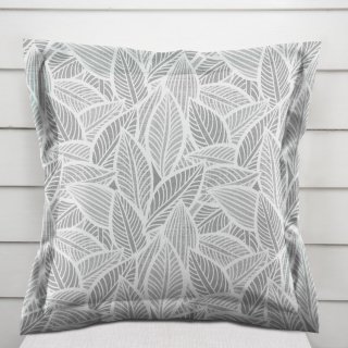 Dekorační povlak na polštář s lemem Leona LN-169 Bílé listy na šedém - Biante.cz Dekorační povlak na polštář s lemem Leona LN-169 Bílé listy na šedém - Biante.cz