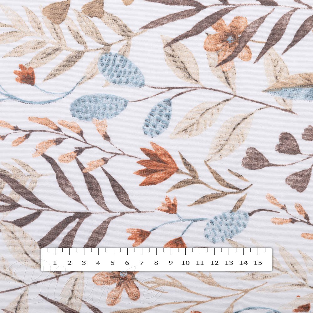 Dekorační látka Leona LN-163 Podzimní větvičky na bílém - šířka 140 cm a 280 cm  - detail 4 - Biante.cz