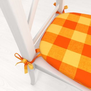 Oblý bavlněný podsedák Olivia OL-003 Oranžovo-žlutá kostka velká - 39x37x3 cm - detail 1 - Biante.cz
