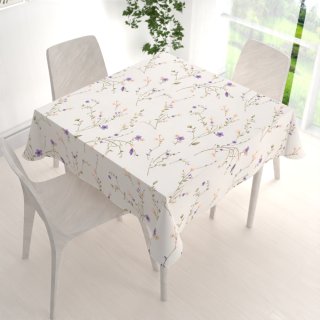 Bavlněný čtvercový ubrus Sandra SA-382 Fialové luční kvítí na krémovém - detail 1 - Biante.cz