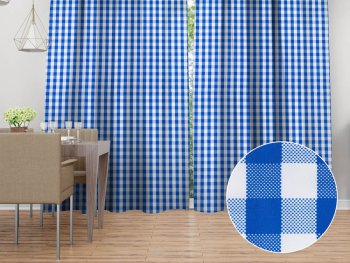 Dekorační závěs TF-070 Modro-bílá kostka - Biante.cz
