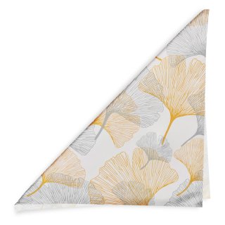 Bavlněný šátek Sandra SA-745 Šedo-hořčicové ginkgo listy na bílém - detail 1 - Biante.cz