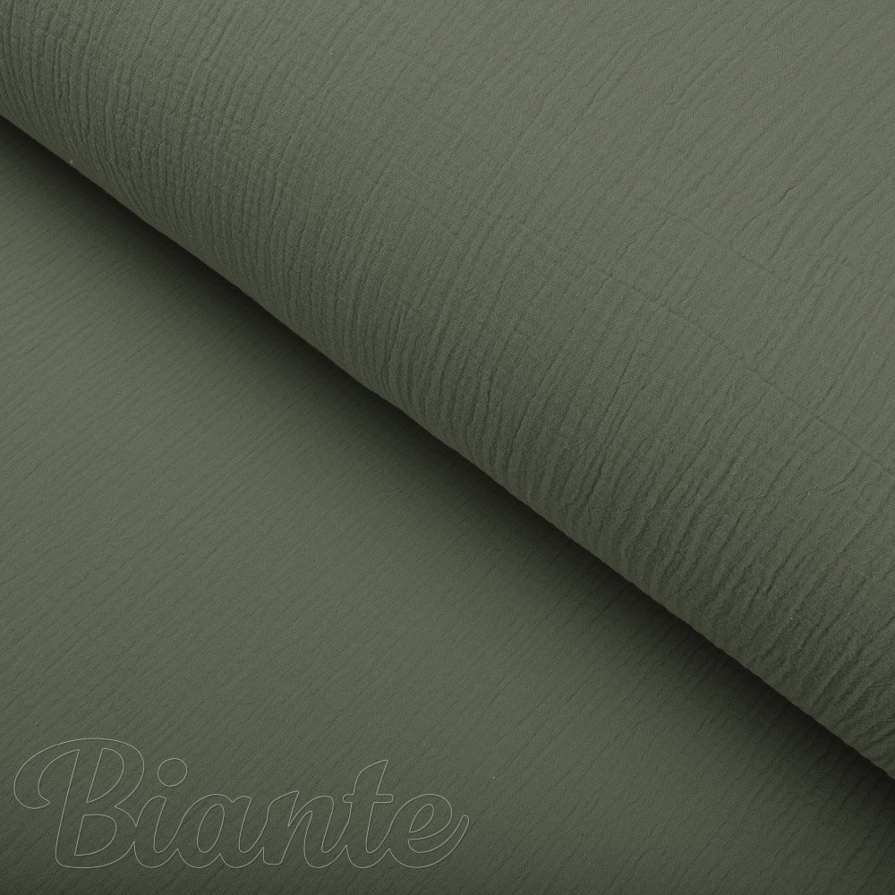 Mušelín dvojitá gázovina MSN-076 Zelená khaki - metráž šířka 140 cm - detail 4 - Biante.cz