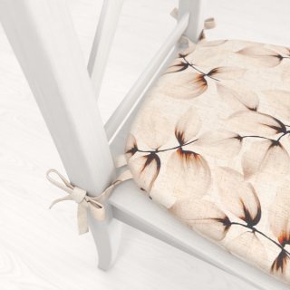 Oblý podsedák Elen PM-132 Krémové listy na režném - 39x37x3 cm - detail 1 - Biante.cz