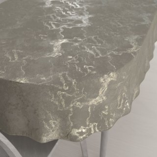 Sametový oválný ubrus Isabela IBL-019 Zlatý/kouřový mramor na šedobéžovém - Biante.cz