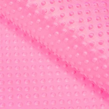 Dětská látka Minky 3D puntíky MKP-012 Sytě růžová - šířka 150 cm