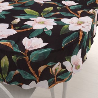 Bavlněný oválný ubrus Sandra SA-300 Květy magnolie na černém - Biante.cz Bavlněný oválný ubrus Sandra SA-300 Květy magnolie na černém - Biante.cz