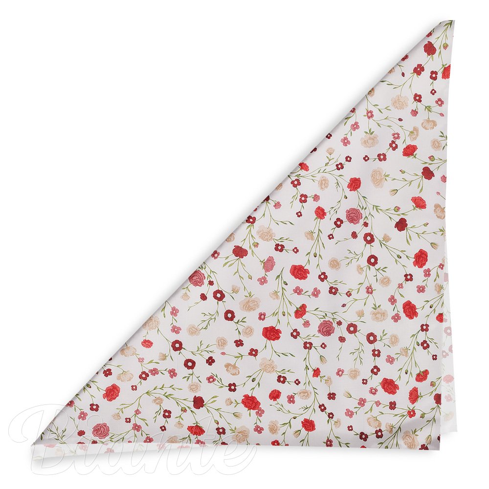Bavlněný šátek Sandra SA-719 Červeno-béžové drobné květiny na bílém - detail 1 - Biante.cz