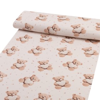 Dětská bavlněná látka/plátno Sandra SA-721 Medvídci se srdíčky na pudrově růžovém - šířka 160 cm - detail 1 - Biante.cz