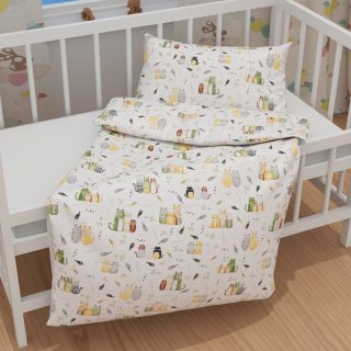Dětské bavlněné povlečení do postýlky Sandra SA-652 Kočičí svět zeleno-žlutý na bílém - detail 1 - Biante.cz