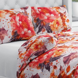 Bavlnené posteľné obliečky Sandra SA-600 Veľké červeno-ružovo-oranžové kvety pivonky na bielom - Biante.sk Bavlnené posteľné obliečky Sandra SA-600 Veľké červeno-ružovo-oranžové kvety pivonky na bielom - Biante.sk