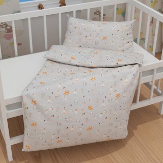 Detské bavlnené posteľné obliečky do postieľky Sandra SA-699 Oranžové zvieratká Indiáni na sivom - detail 1 - Biante.sk Detské bavlnené posteľné obliečky do postieľky Sandra SA-699 Oranžové zvieratká Indiáni na sivom - detail 1 - Biante.sk