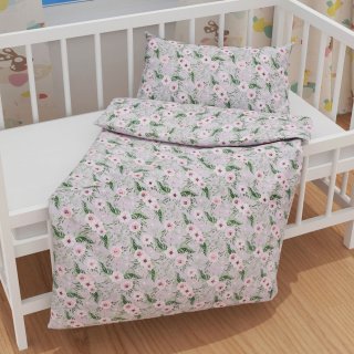 Dětské bavlněné povlečení do postýlky Sandra SA-178 Kvetoucí růže na šedém - detail 1 - Biante.cz