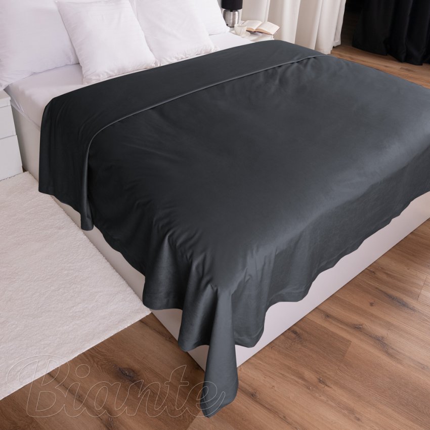 Sametový přehoz na postel Velvet Premium SVP-004 Antracitově šedý - detail 1 - Biante.cz
