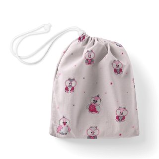 Bavlněný pytlík/sáček na přezůvky Sandra SA-726 Růžové sovičky na bledě růžovém - Biante.cz