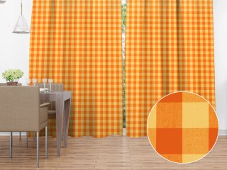 Bavlněný závěs na míru Olivia OL-003 Oranžovo-žlutá kostka velká - Biante.cz Bavlněný závěs na míru Olivia OL-003 Oranžovo-žlutá kostka velká - Biante.cz