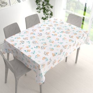 Detský bavlnený obdĺžnikový obrus Sandra SA-691 Modrozelené morské panny s delfínmi a veľrybami na bielom - detail 1 - Biante.sk Detský bavlnený obdĺžnikový obrus Sandra SA-691 Modrozelené morské panny s delfínmi a veľrybami na bielom - detail 1 - Biante.sk