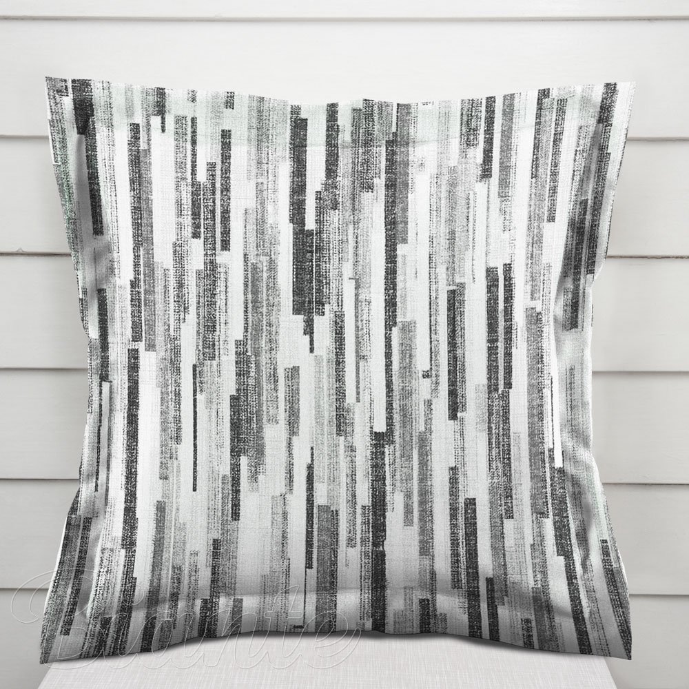 Dekorační povlak na polštář s lemem Leona LN-175 Šedo-černé proužky - Biante.cz