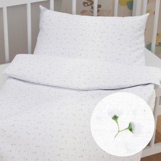 Dětské bavlněné povlečení do postýlky Sandra SA-424 Drobná kvítka na bílém - Biante.cz