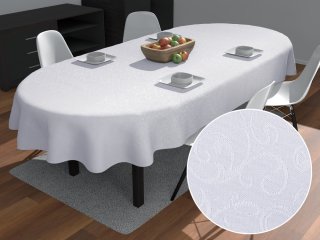 Teflonový oválný ubrus TF-078 Ornamenty - studená bílá - Biante.cz Teflonový oválný ubrus TF-078 Ornamenty - studená bílá - Biante.cz