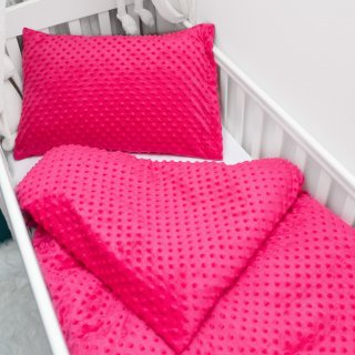 Dětské povlečení do postýlky Minky 3D puntíky MKP-009 Fuchsiové - Biante.cz