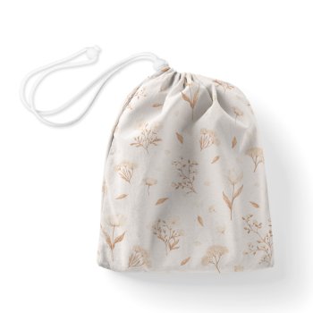 Bavlněný pytlík/sáček na přezůvky Sandra SA-775 Smetanovo-hnědé jarní kvítí na bílém - Biante.cz
