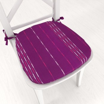 Oblý bavlněný podsedák Olivia OL-002 Proužky na fialovém - 39x37x3 cm - Biante.cz Oblý bavlněný podsedák Olivia OL-002 Proužky na fialovém - 39x37x3 cm - Biante.cz