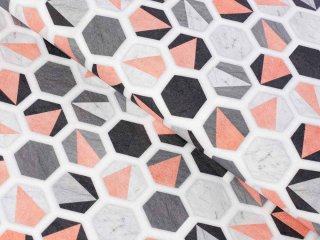Dekoračná látka Leona LN-031 Lososovo-sivé hexagóny - šírka 140 cm - detail 1 - Biante.sk Dekoračná látka Leona LN-031 Lososovo-sivé hexagóny - šírka 140 cm - detail 1 - Biante.sk