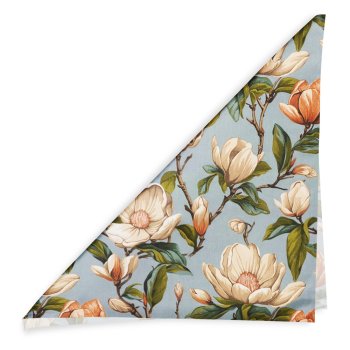 Bavlněný šátek Sandra SA-545 Květy magnolie na šedomodrém - detail 1 - Biante.cz