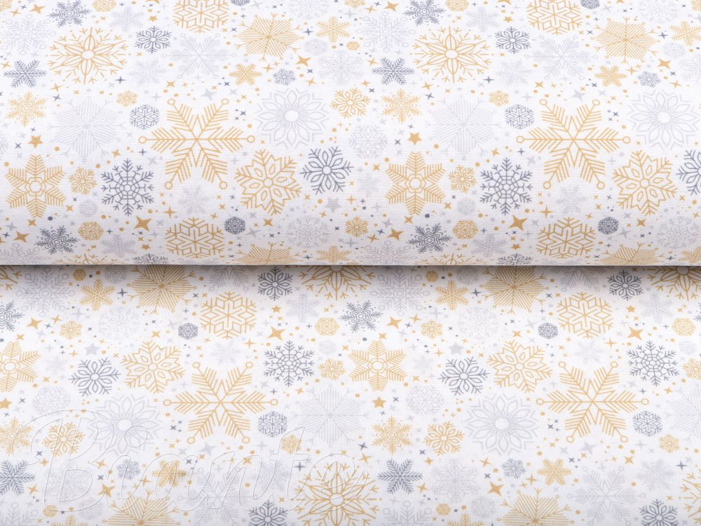 Vánoční dekorační látka PM-040 Šedé a béžové vločky - šířka 150 cm - detail 2 - Biante.cz Vánoční dekorační látka PM-040 Šedé a béžové vločky - šířka 150 cm - detail 2 - Biante.cz