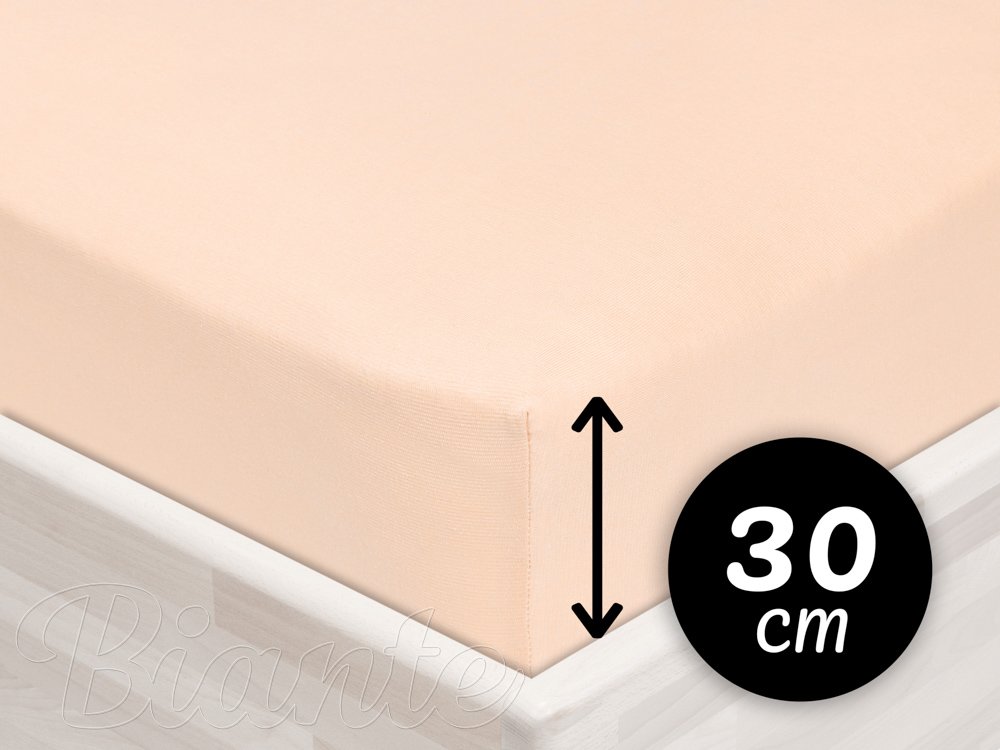 Jersey napínací prostěradlo na vysokou matraci JR-021 Pudrové - Biante.cz