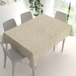 Veľký dekoračný obdĺžnikový obrus Leona LN-170 Biele mandaly na režnom - detail 1 - Biante.sk Veľký dekoračný obdĺžnikový obrus Leona LN-170 Biele mandaly na režnom - detail 1 - Biante.sk