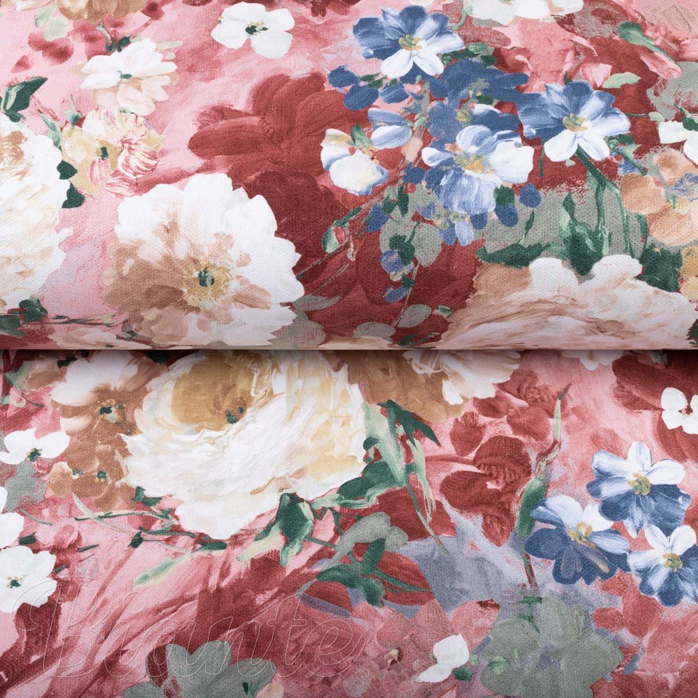 Dekorační látka PM-054 Malované květy na růžovém - šířka 150 cm - detail 4 - Biante.cz
