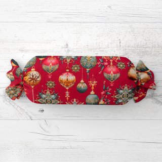 Polštář válec bonbon Sandra SA-528 Vánoční baňky na červeném - Biante.cz Polštář válec bonbon Sandra SA-528 Vánoční baňky na červeném - Biante.cz