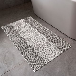 Kúpeľňová penová rohož / predložka PRO-107 Sivo-čierne kruhy a vlnky - metráž šírka 65 cm - detail 1 - Biante.sk