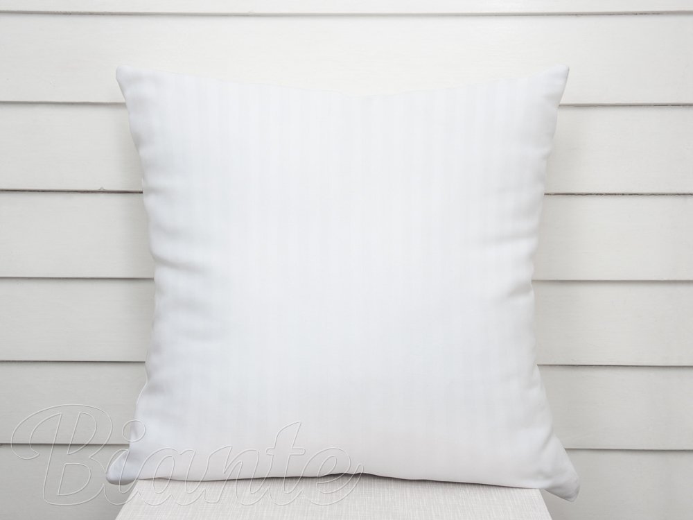 Damaškový povlak na polštář Atlas Gradl DM-010 Bílý - proužky 1 cm - Biante.cz