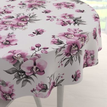 Bavlněný kulatý ubrus Sandra SA-623 Lila orchideje na bílém - Biante.cz Bavlněný kulatý ubrus Sandra SA-623 Lila orchideje na bílém - Biante.cz