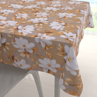 Bavlněný čtvercový ubrus Sandra SA-717 Bílé květy magnolie na hnědošedém - Biante.cz Bavlněný čtvercový ubrus Sandra SA-717 Bílé květy magnolie na hnědošedém - Biante.cz