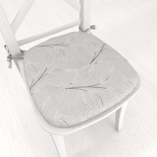 Oblý podsedák Leona LN-165 Popínavé lístky na sivom - 39x37x3 cm - Biante.sk
