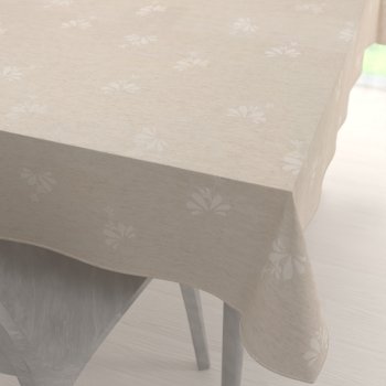 Teflonový obdélníkový ubrus TF-076 Květinový ornament na režném - Biante.cz