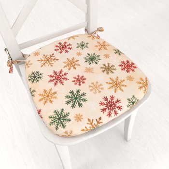 Oblý podsedák Leona LN-179 Barevné vločky na béžovém - 39x37x3 cm - Biante.cz Oblý podsedák Leona LN-179 Barevné vločky na béžovém - 39x37x3 cm - Biante.cz
