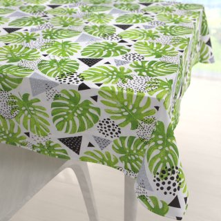 Bavlněný čtvercový ubrus Sandra SA-175 Zelené listy Monstera - Biante.cz