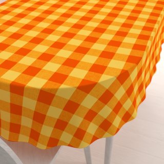 Bavlněný oválný ubrus Olivia OL-003 Oranžovo-žlutá kostka velká - Biante.cz Bavlněný oválný ubrus Olivia OL-003 Oranžovo-žlutá kostka velká - Biante.cz