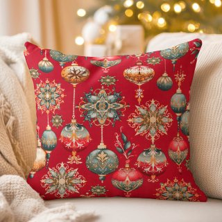 Bavlnená obliečka na vankúš Sandra SA-528 Vianočné banky na červenom - Biante.sk