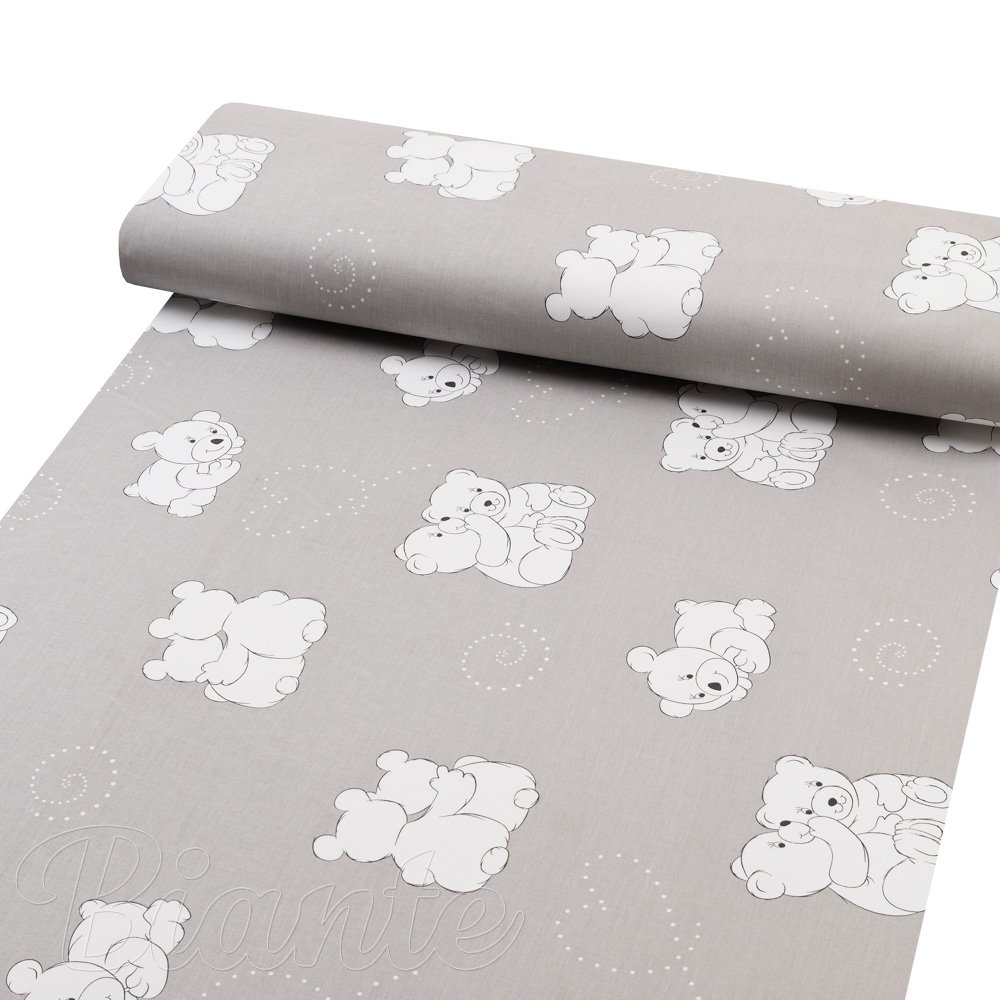 Dětská bavlněná látka/plátno Sandra SA-733 Zamilovaní lední medvědi na světle šedém - šířka 160 cm - detail 1 - Biante.cz